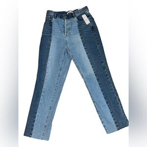 Pacsun NEW High Rise Straight Leg Two Tone Jeans Size 27